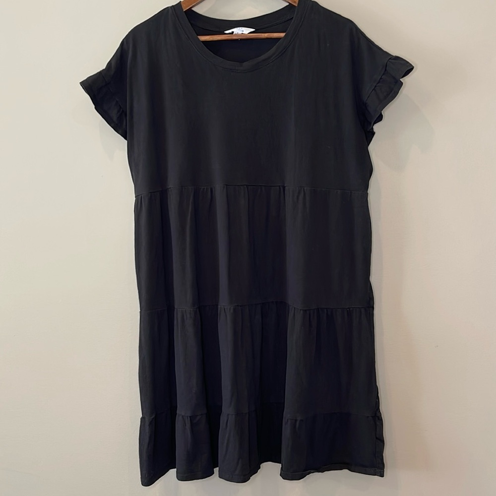Cotton Ruffled Dress, Black Color. Time & Tru Size L (12-14)